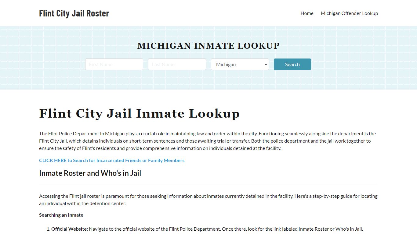 Flint Police Department & City Jail, MI Inmate Roster, Arrests, Mugshots